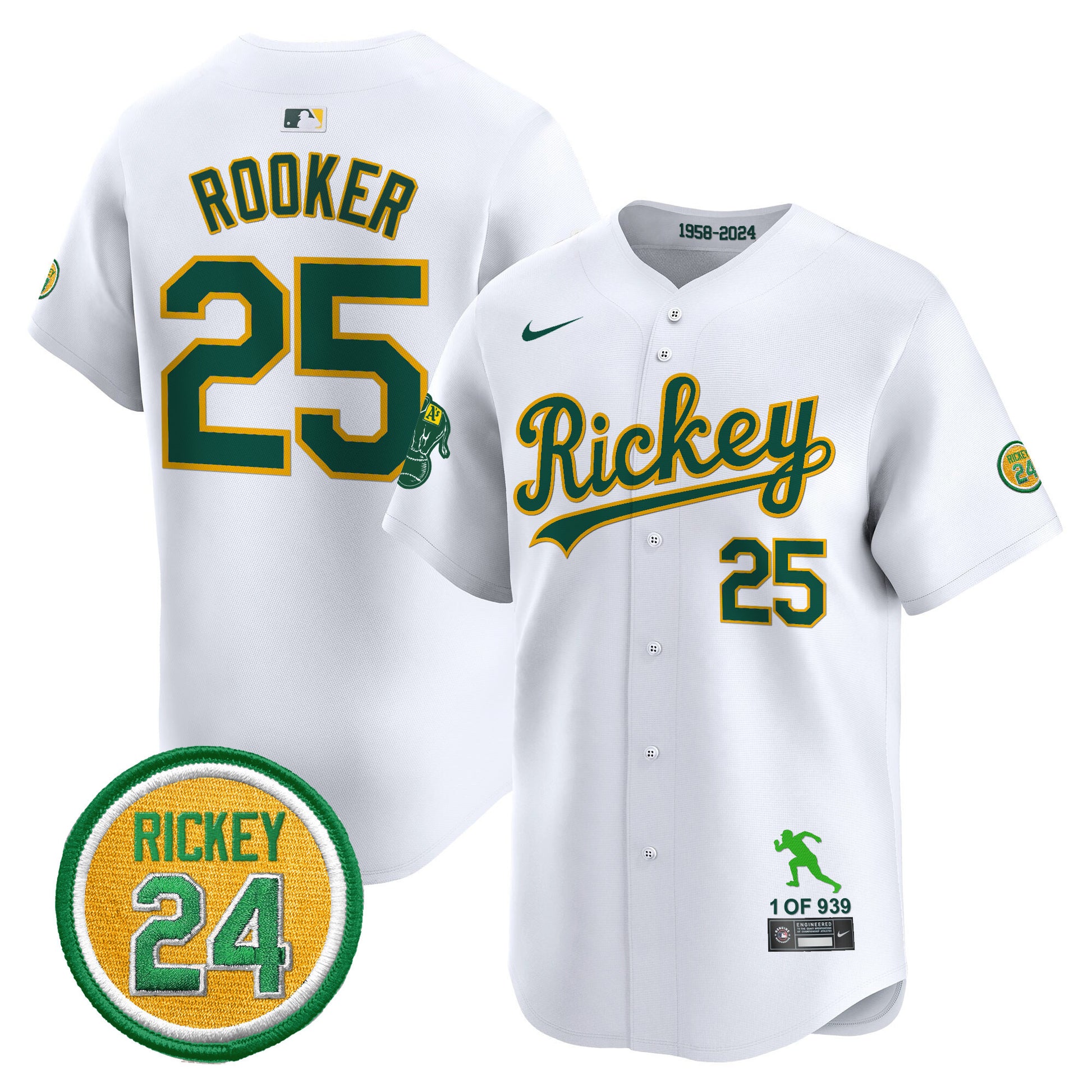 Men's Oakland Athletics Rickey Tribute style Vapor Premier Limited Jersey - All Stitched