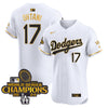 Men's Dodgers 2024 World Series Champions Gold Trim Vapor Premier Elite Jersey V3 - All Stitched