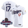 Men's Dodgers 2024 World Series Champions Gold Trim Vapor Premier Elite Jersey V3 - All Stitched