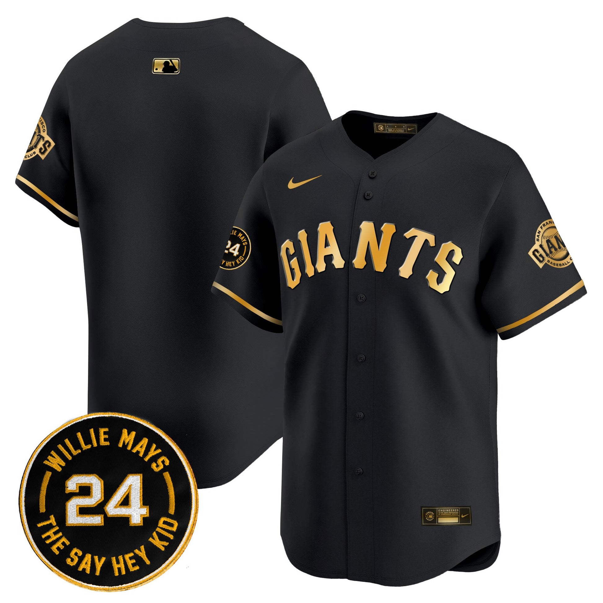 Men's San Francisco Giants 2025 Willie Mays Patch Vapor Premier Limited Jersey - All Stitched