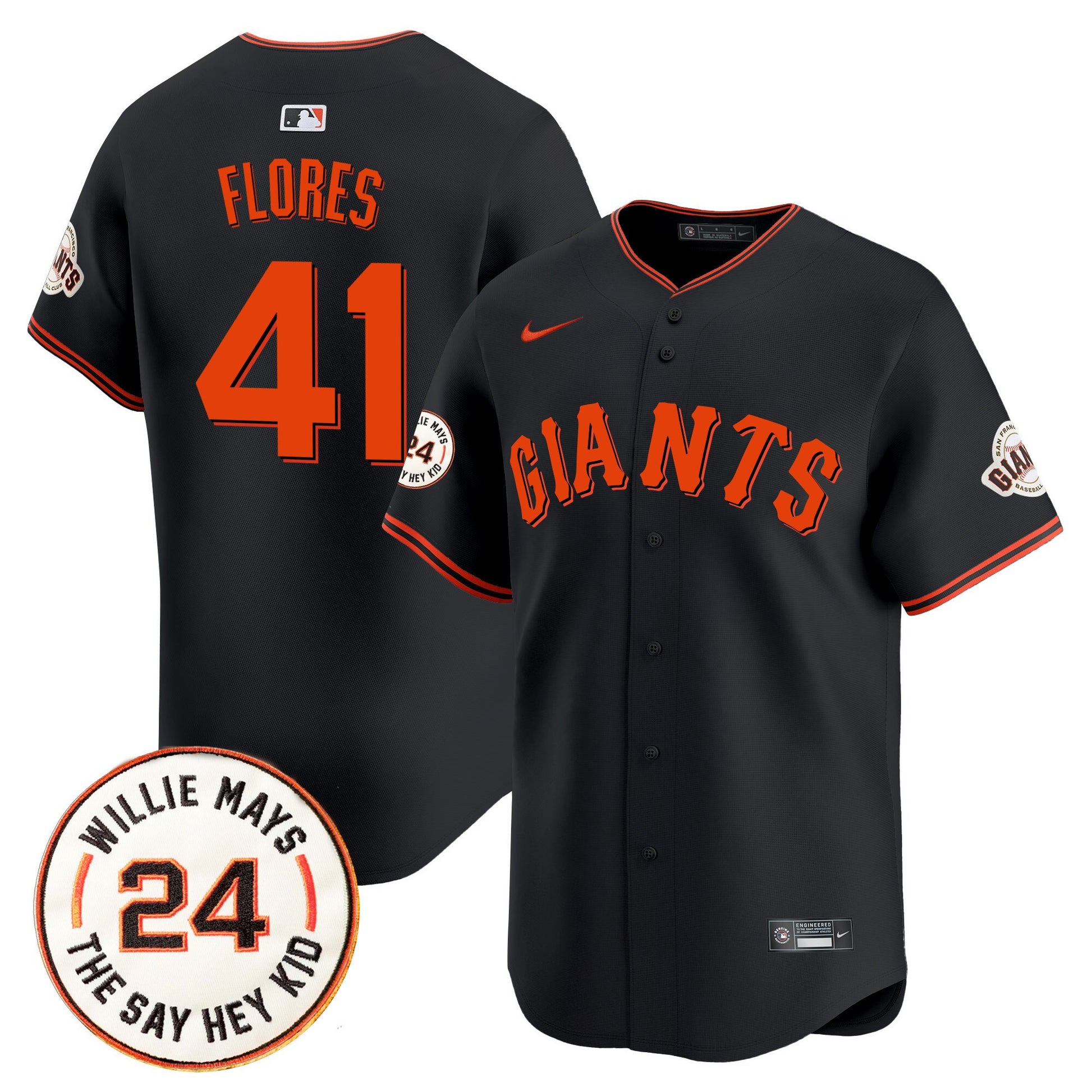 Men's San Francisco Giants 2025 Willie Mays Patch Vapor Premier Limited Jersey - All Stitched