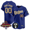 Dodgers 2025 Vin Scully & #34 Fernando Patch Gold Vapor Premier Limited Custom Jersey - All Stitched