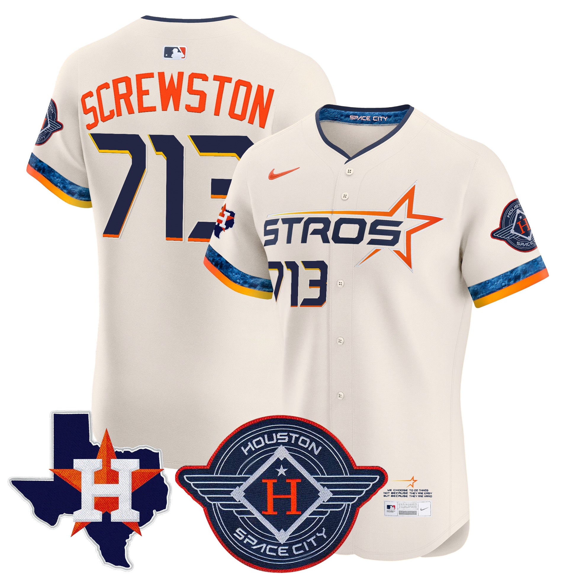 Men's Houston Astros 2025 City Connect Texas Patch Vapor Premier Elite Jersey - All Stitched