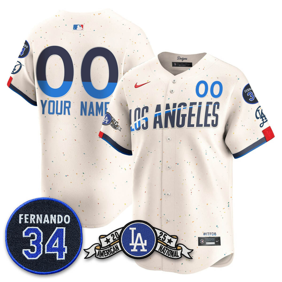 Los Angeles Dodgers 2025 National League Champions Jersey - All Stitched