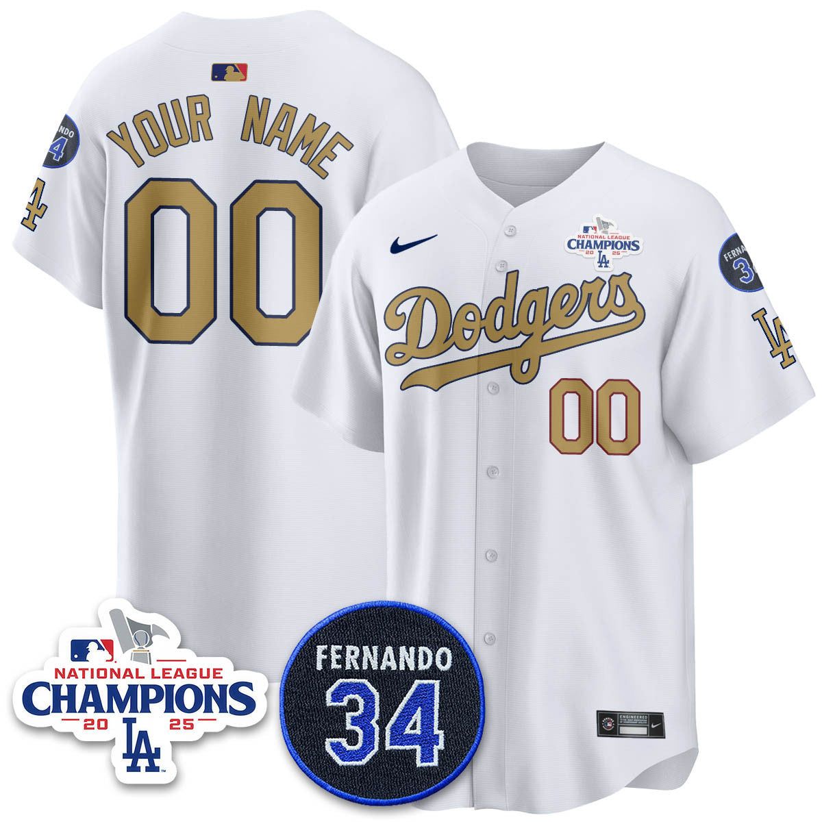 Custom Los Angeles Dodgers 2025 NL Champions Jersey - All Stitched