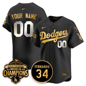 Los Angeles Dodgers 2025 Back To Back Champions Custom Jersey - All Stitched