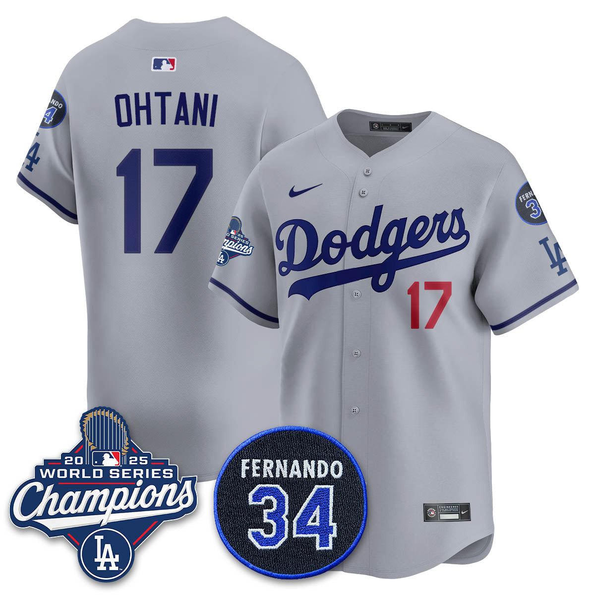Los Angeles Dodgers 2025 World Series Champions Jersey - All Stitched
