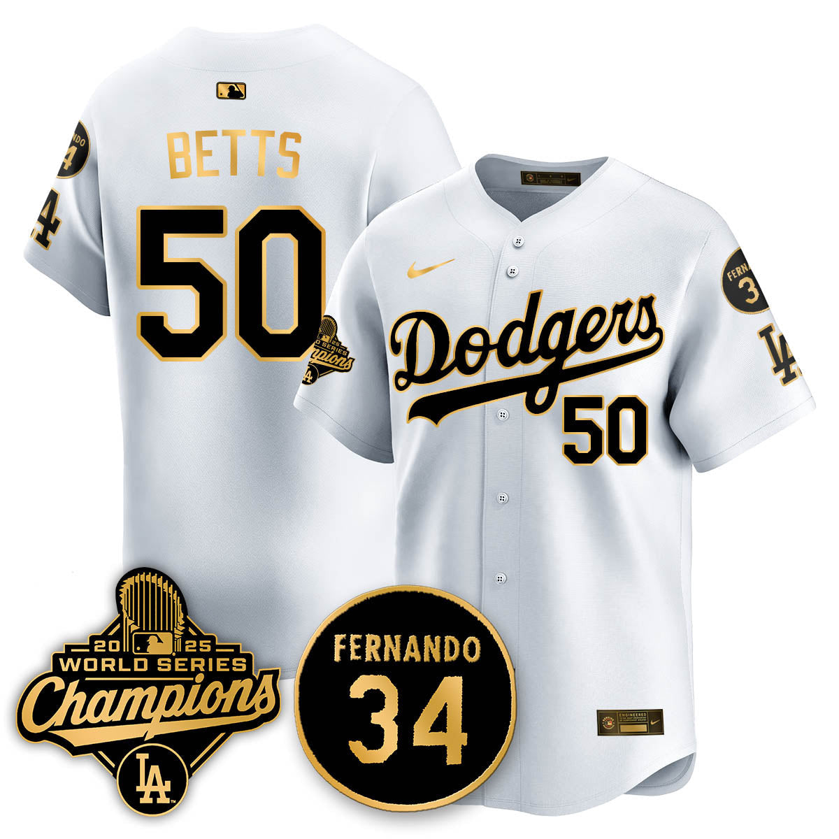 Los Angeles Dodgers 2025 World Series Champions Jersey - All Stitched