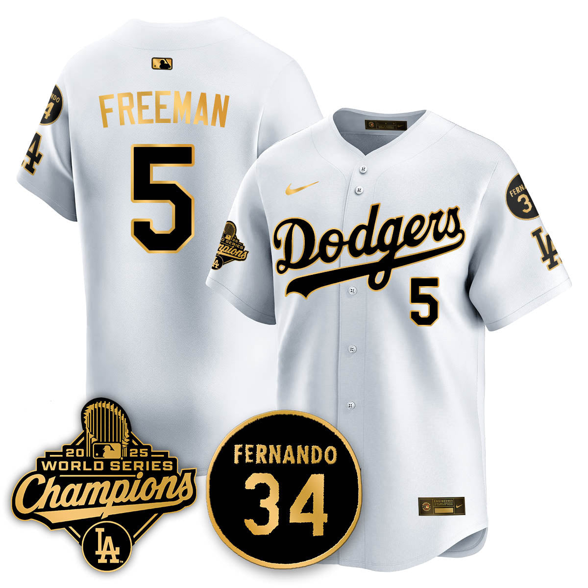 Los Angeles Dodgers 2025 World Series Champions Jersey - All Stitched