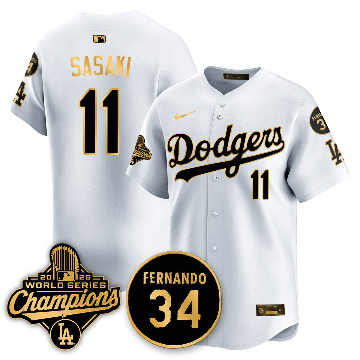 Los Angeles Dodgers 2025 World Series Champions Jersey - All Stitched