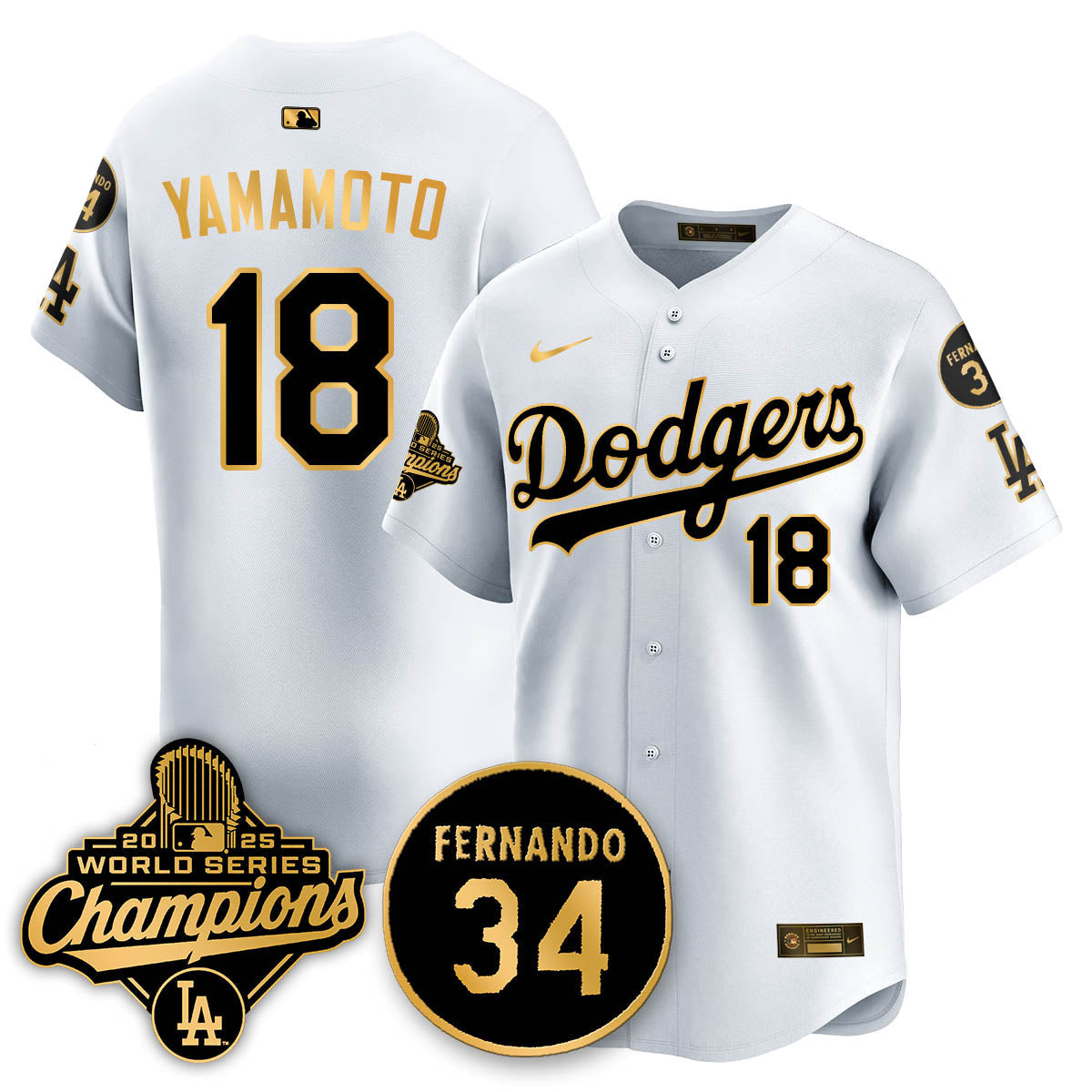 Los Angeles Dodgers 2025 World Series Champions Jersey - All Stitched