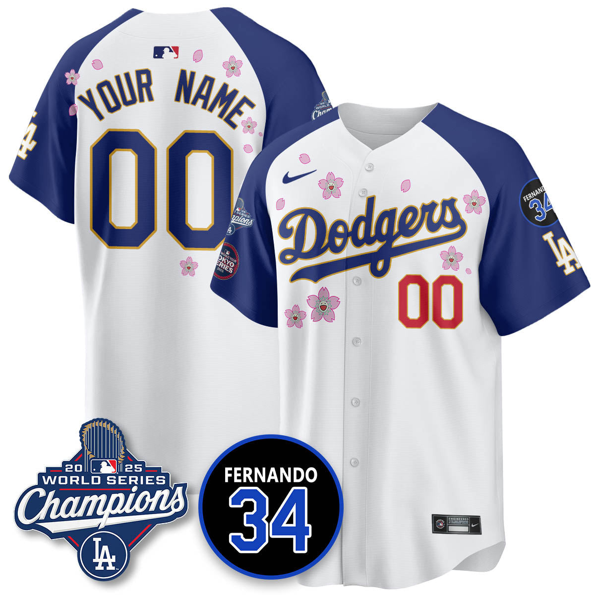 Los Angeles Dodgers Tokyo 2025 World Series Champions Custom Jersey - All Stitched