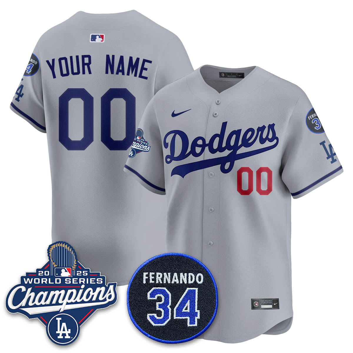 Los Angeles Dodgers 2025 World Series Champions Custom Jersey - All Stitched