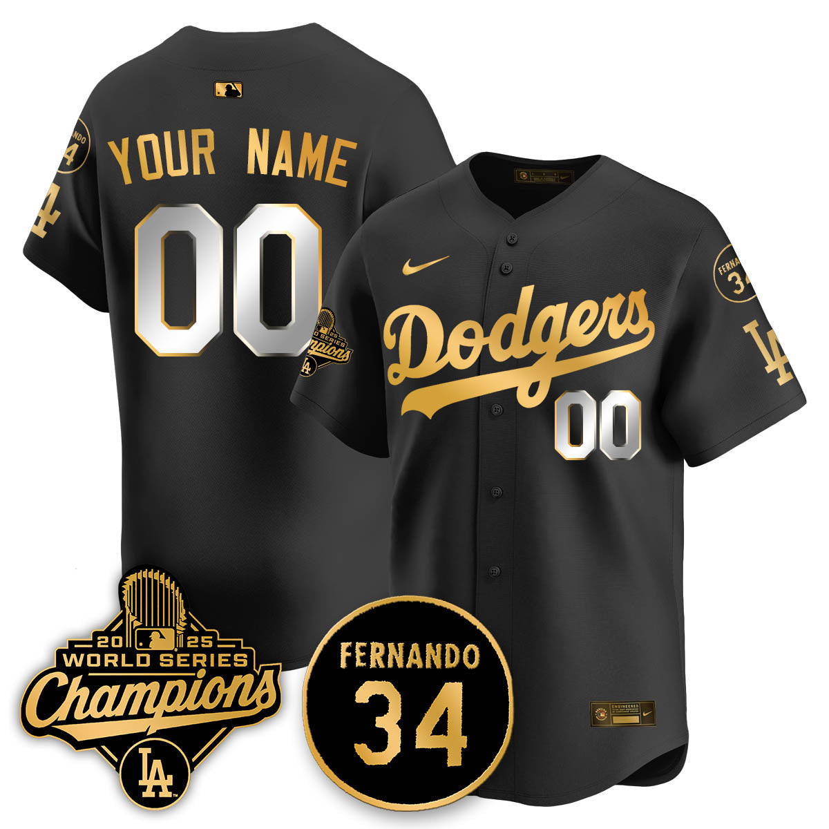 Los Angeles Dodgers 2025 World Series Champions Custom Jersey - All Stitched