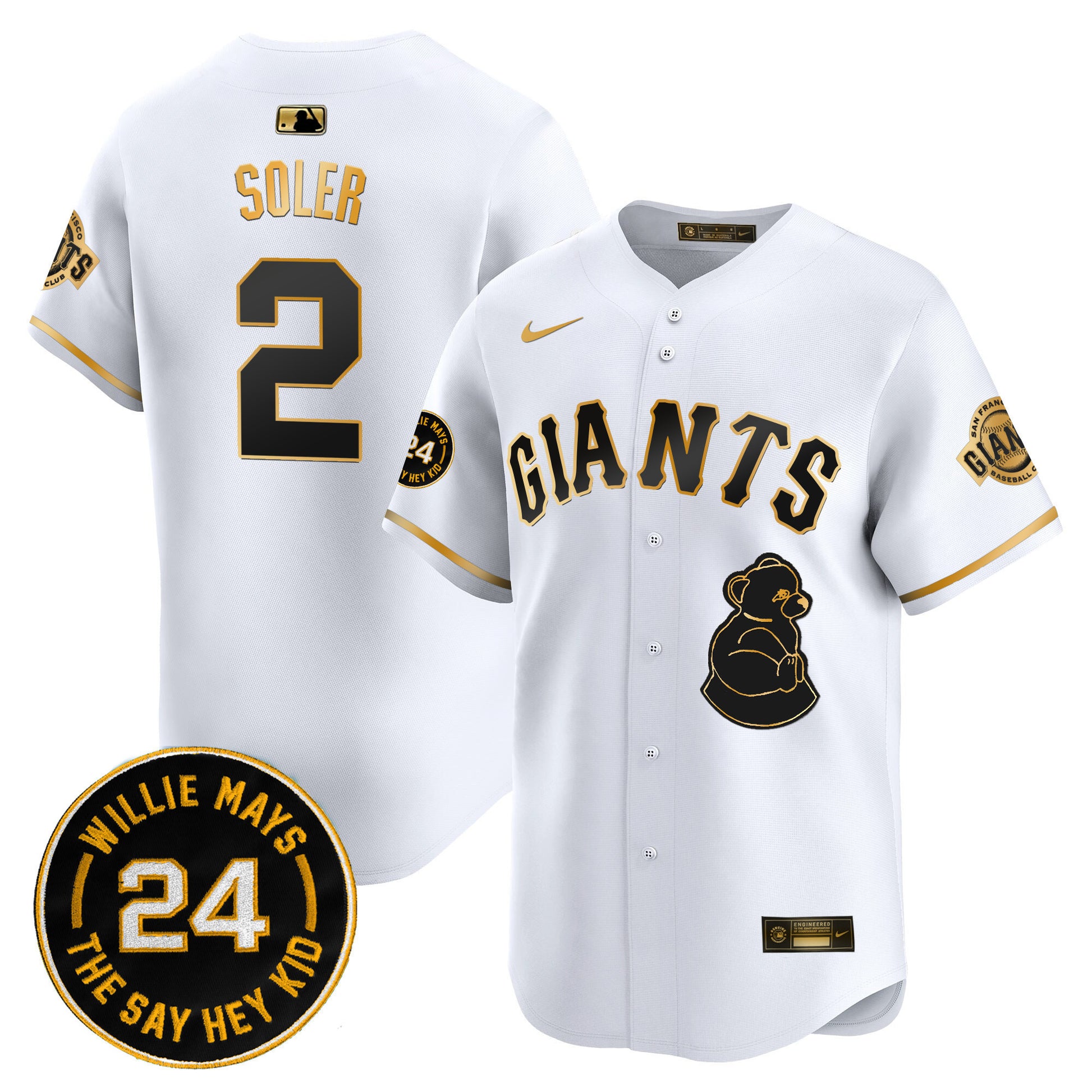 Men's San Francisco Giants 2024 Willie Mays Patch Vapor Premier Limited Jersey V4 - All Stitched