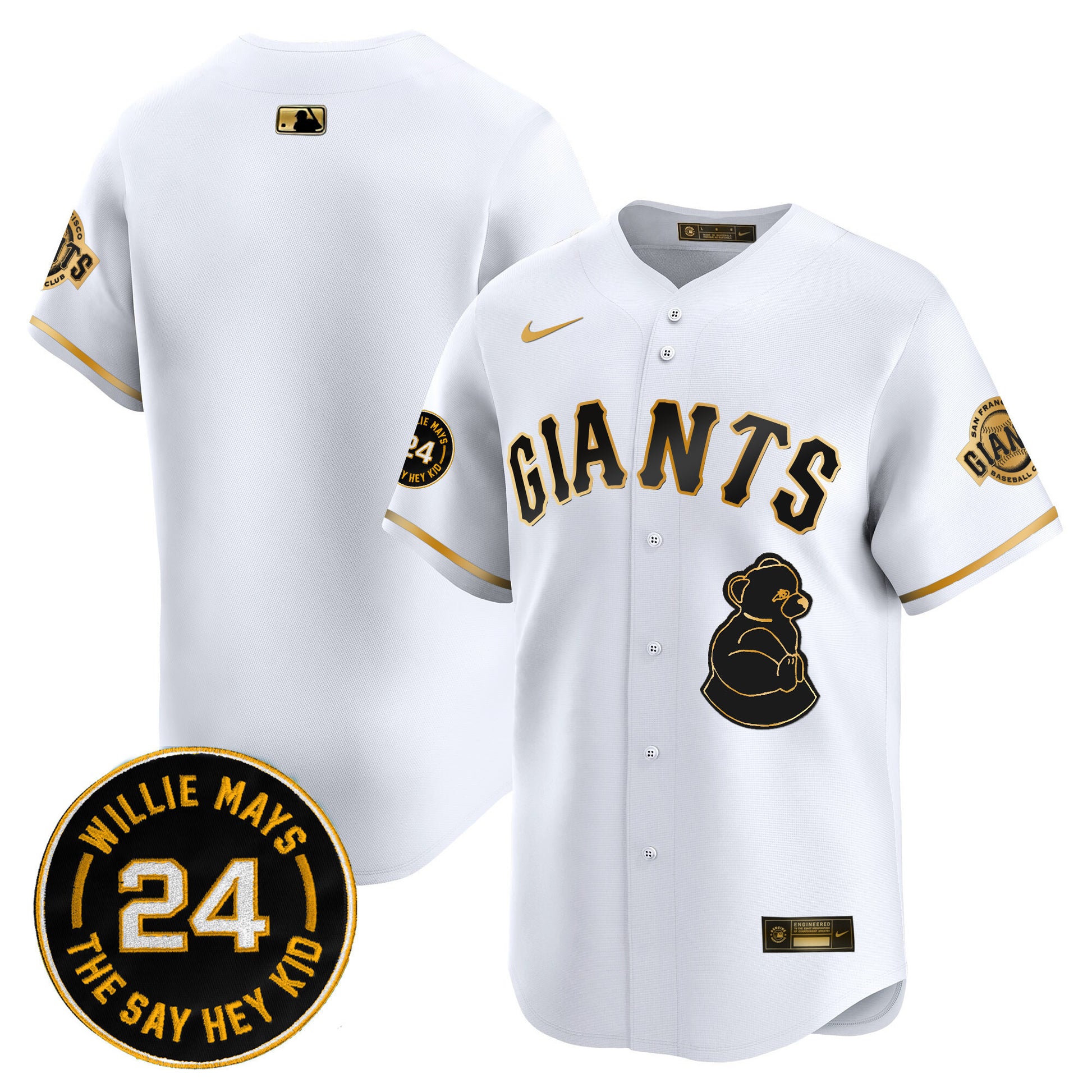Men's San Francisco Giants 2024 Willie Mays Patch Vapor Premier Limited Jersey V4 - All Stitched