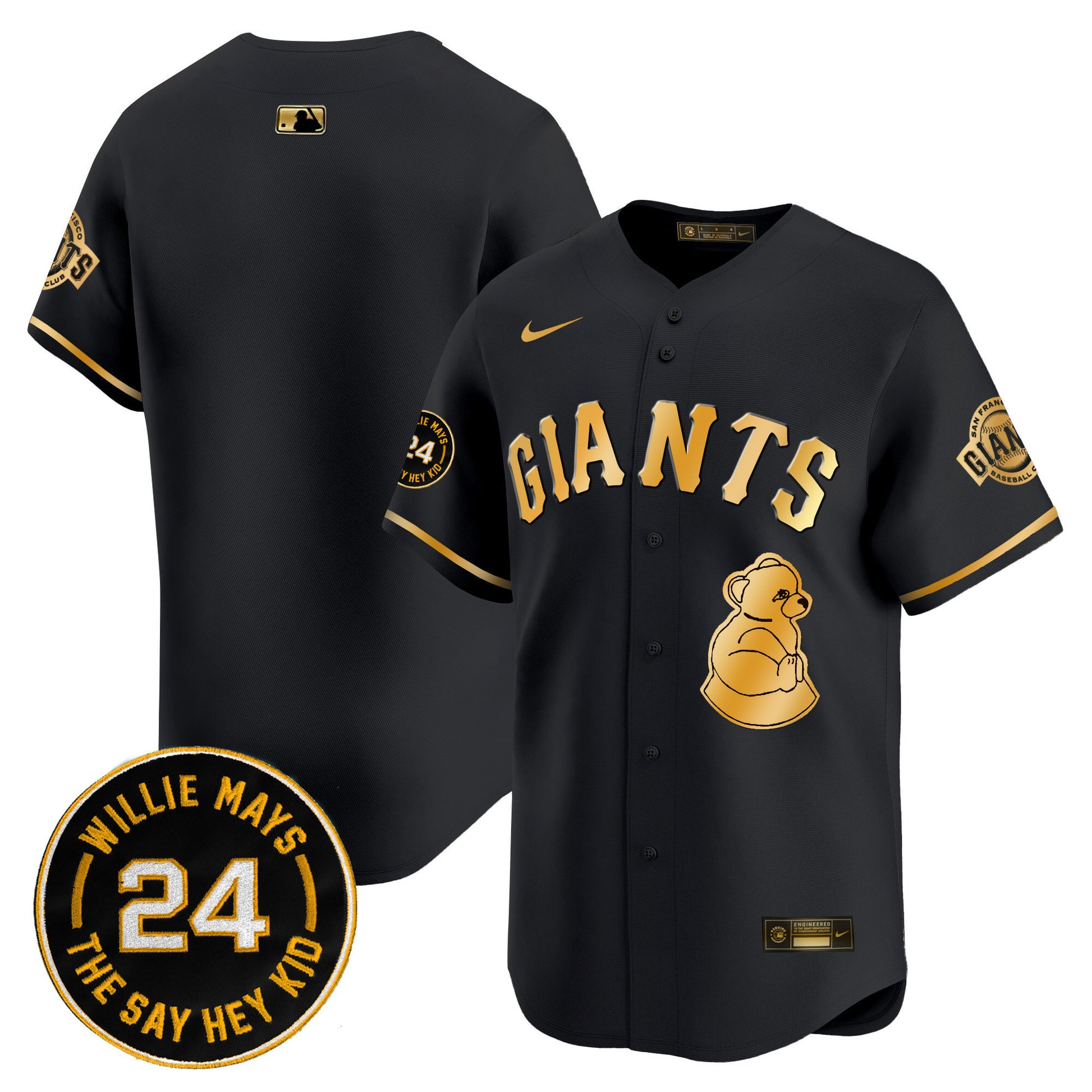 Men's San Francisco Giants 2024 Willie Mays Patch Vapor Premier Limited Jersey V4 - All Stitched