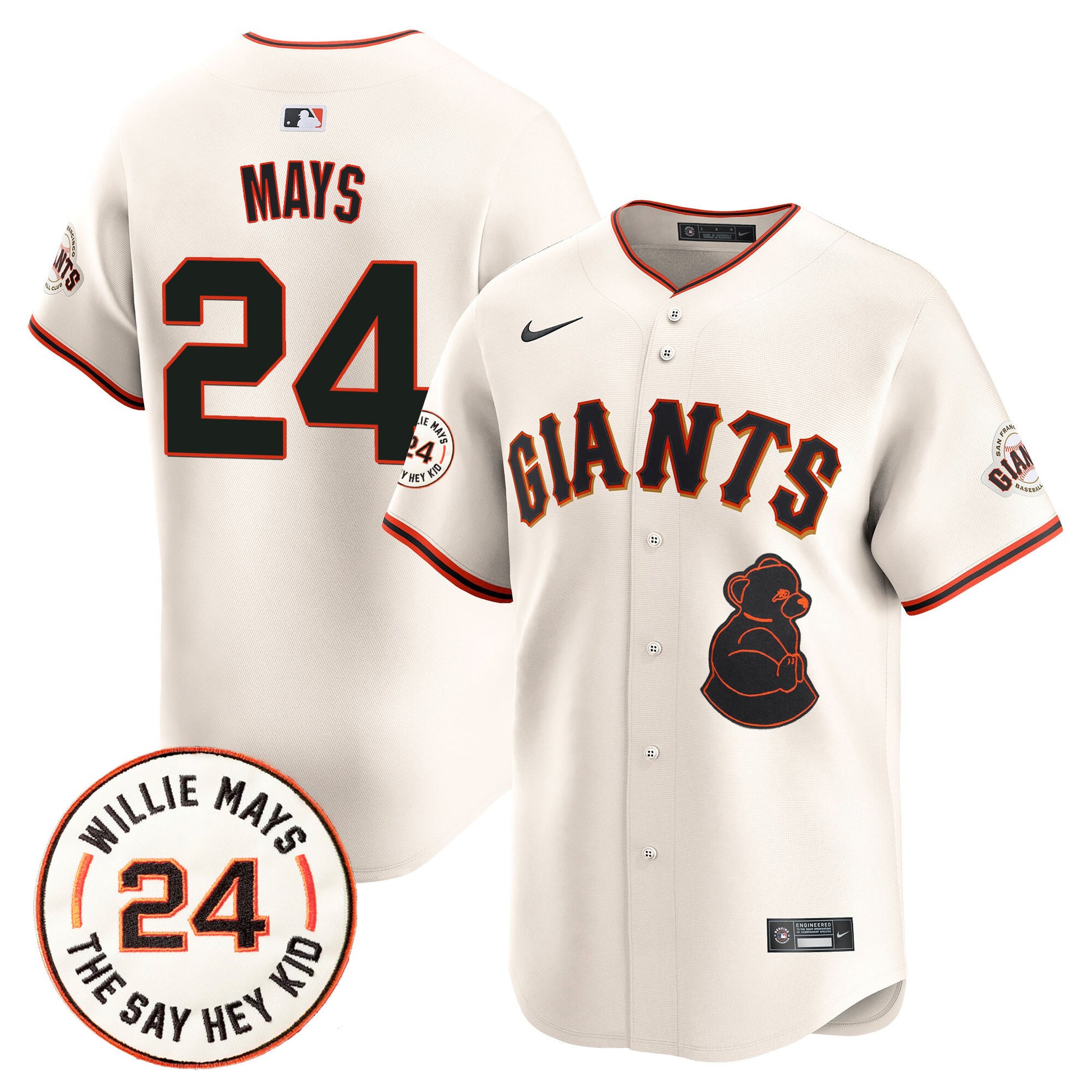 Men's San Francisco Giants 2024 Willie Mays Patch Vapor Premier Limited Jersey V4 - All Stitched