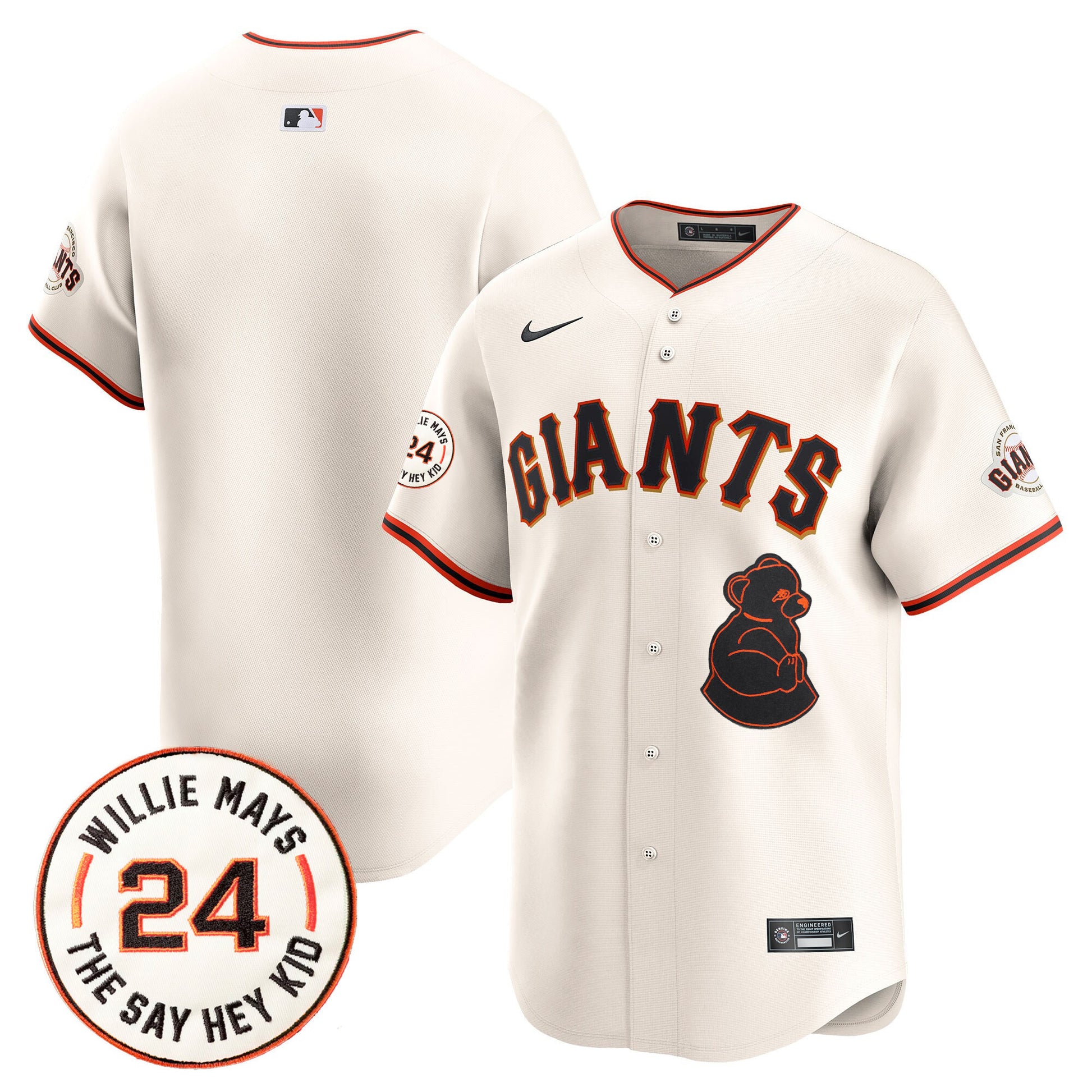 Men's San Francisco Giants 2024 Willie Mays Patch Vapor Premier Limited Jersey V4 - All Stitched