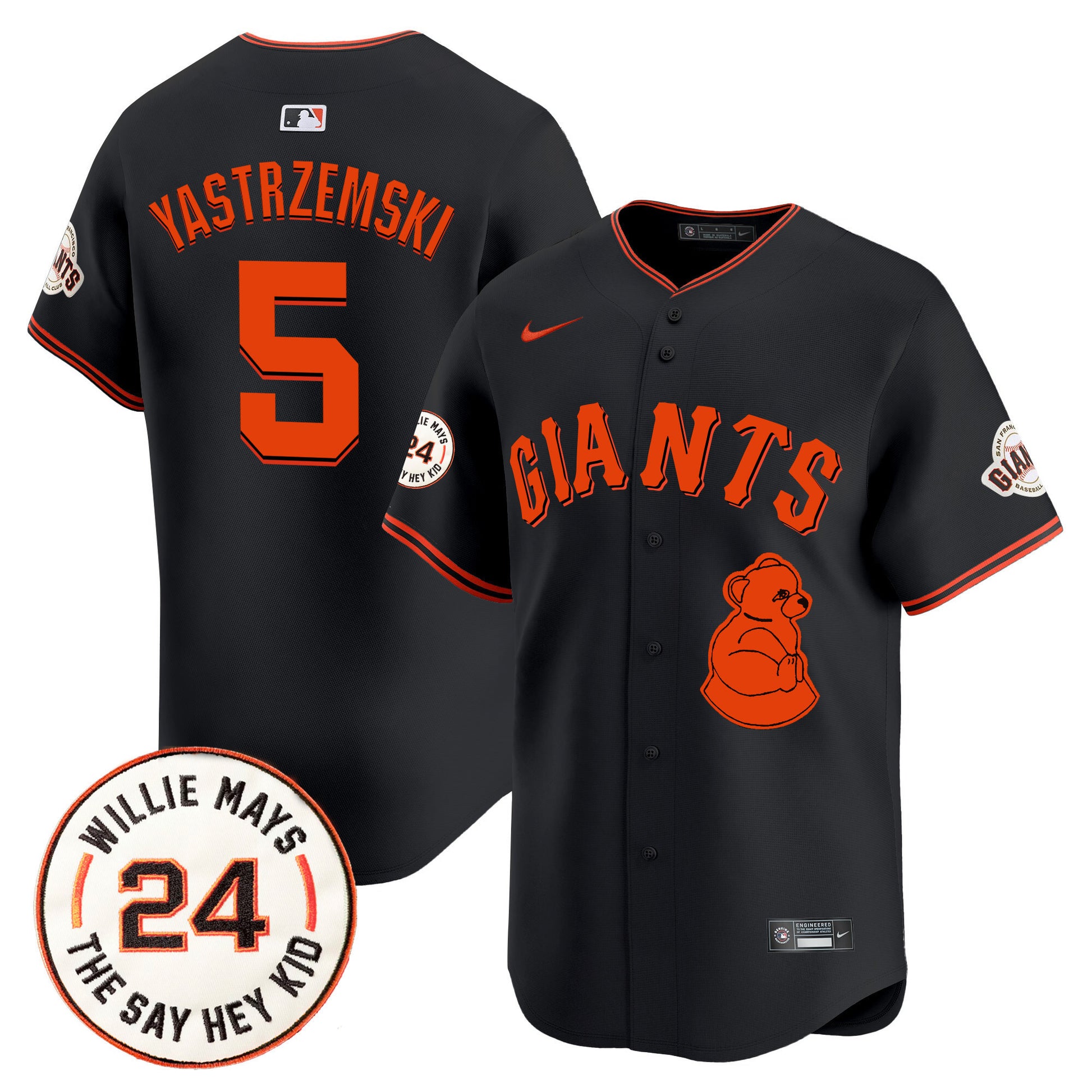 Men's San Francisco Giants 2024 Willie Mays Patch Vapor Premier Limited Jersey V4 - All Stitched