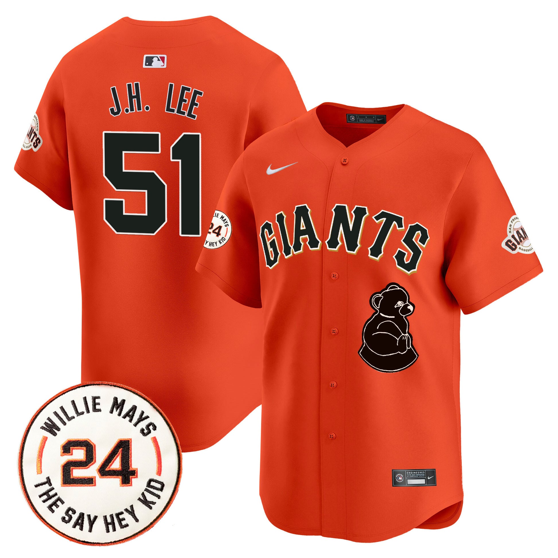 Men's San Francisco Giants 2024 Willie Mays Patch Vapor Premier Limited Jersey V4 - All Stitched