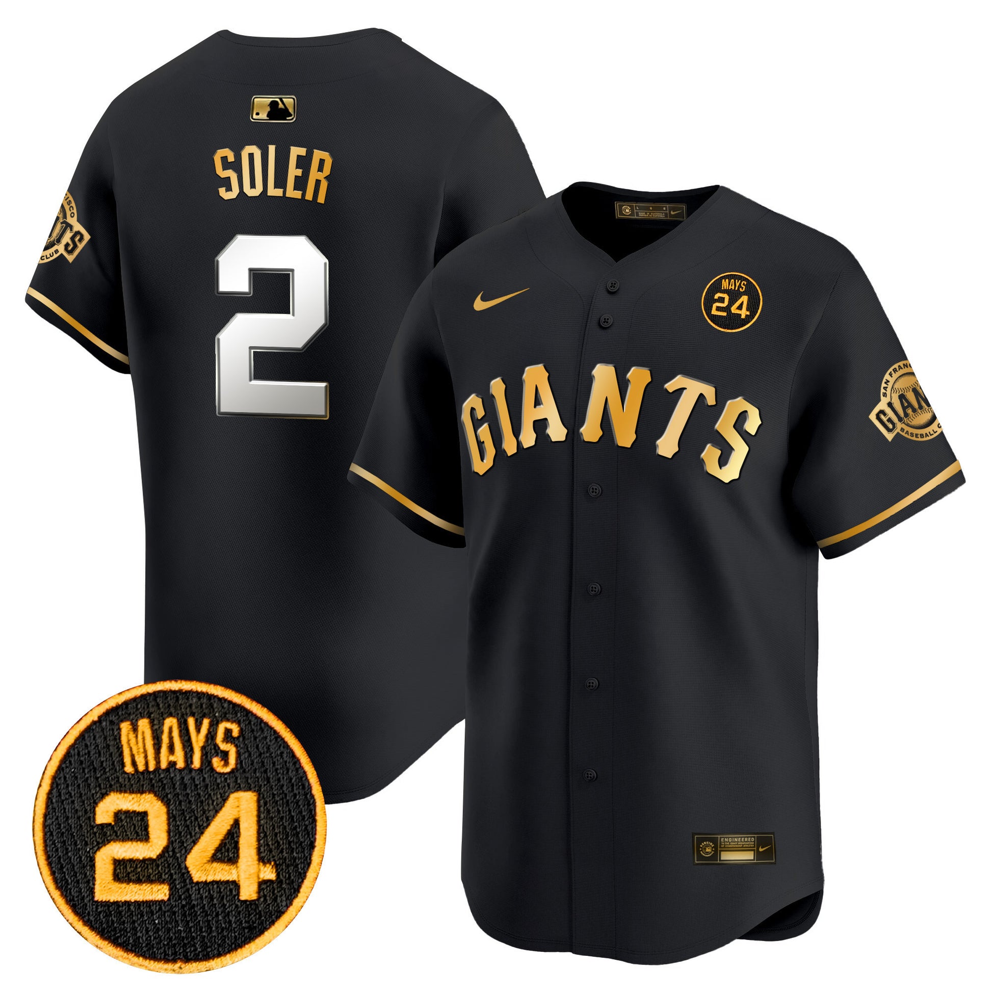 Men's San Francisco Giants 2024 Willie Mays Patch Vapor Premier Limited Jersey V3 - All Stitched