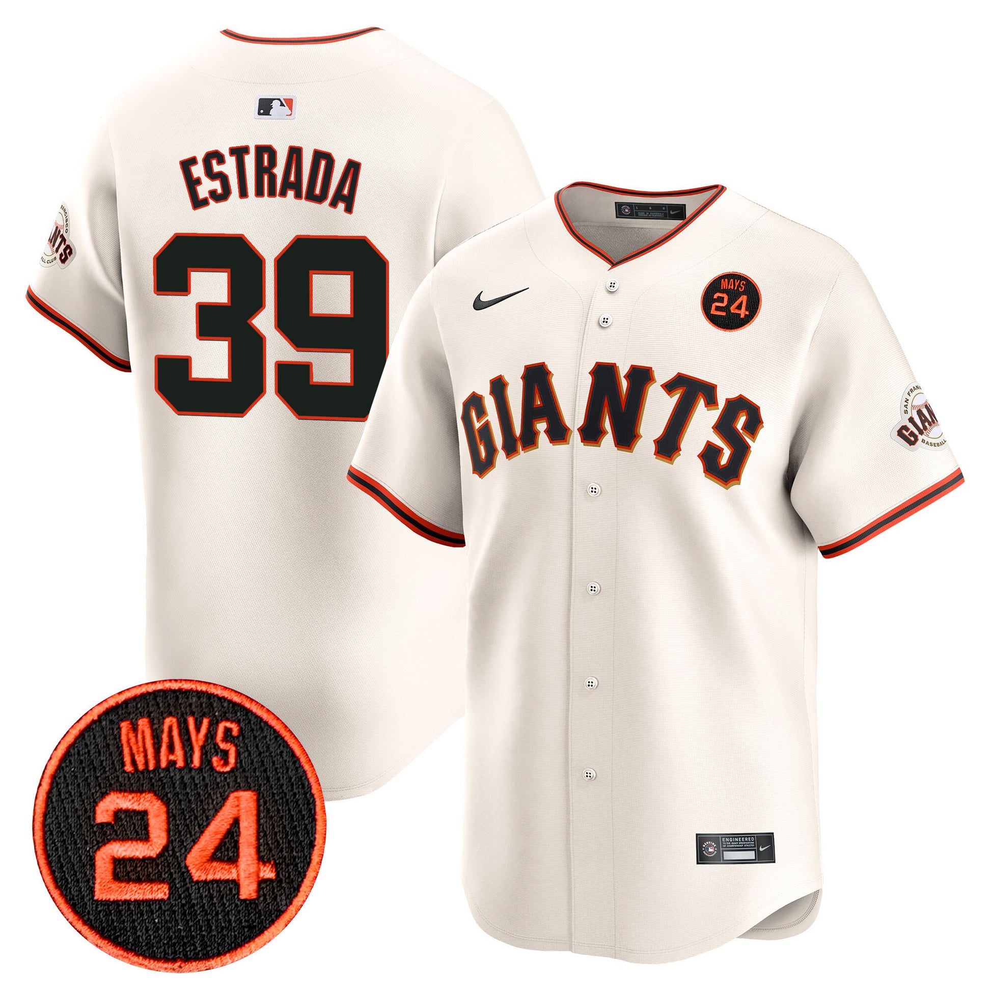 Men's San Francisco Giants 2024 Willie Mays Patch Vapor Premier Limited Jersey V3 - All Stitched