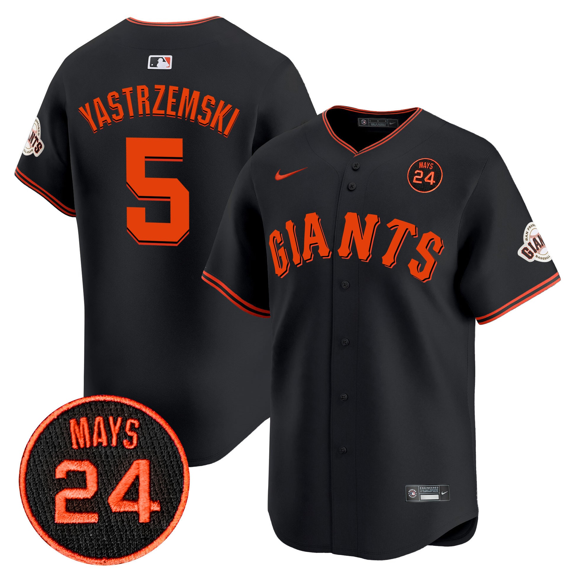 Men's San Francisco Giants 2024 Willie Mays Patch Vapor Premier Limited Jersey V3 - All Stitched