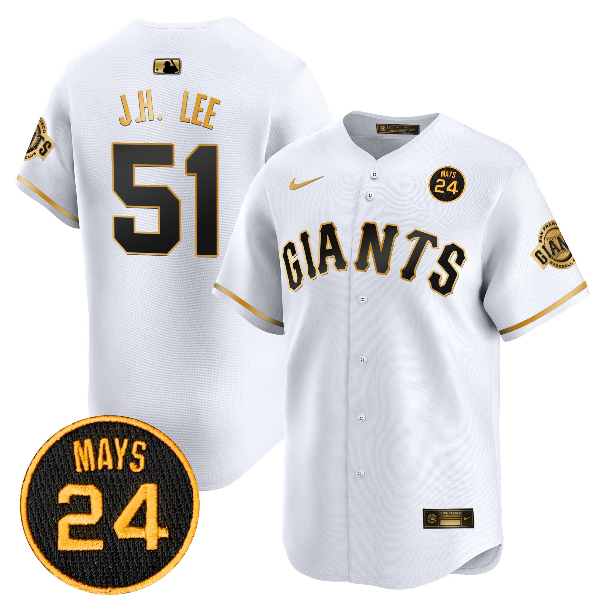 Men's San Francisco Giants 2024 Willie Mays Patch Vapor Premier Limited Jersey V3 - All Stitched