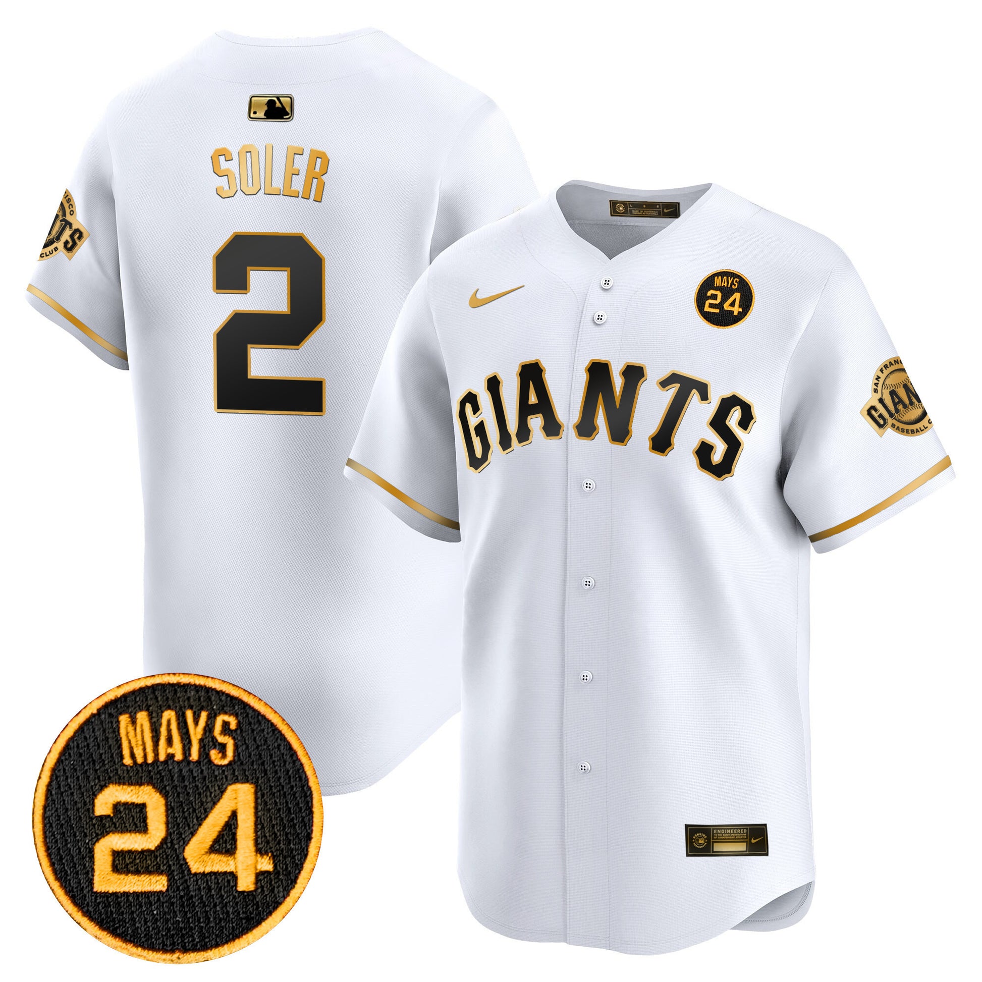 Men's San Francisco Giants 2024 Willie Mays Patch Vapor Premier Limited Jersey V3 - All Stitched