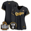 Women's Dodgers 2024 World Series Gold Trim Vapor Premier Limited Jersey V2 - All Stitched