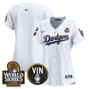 Women's Dodgers 2024 World Series Gold Trim Vapor Premier Limited Jersey V2 - All Stitched