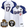 Women's Dodgers 2024 World Series Gold Trim Vapor Premier Limited Jersey V2 - All Stitched