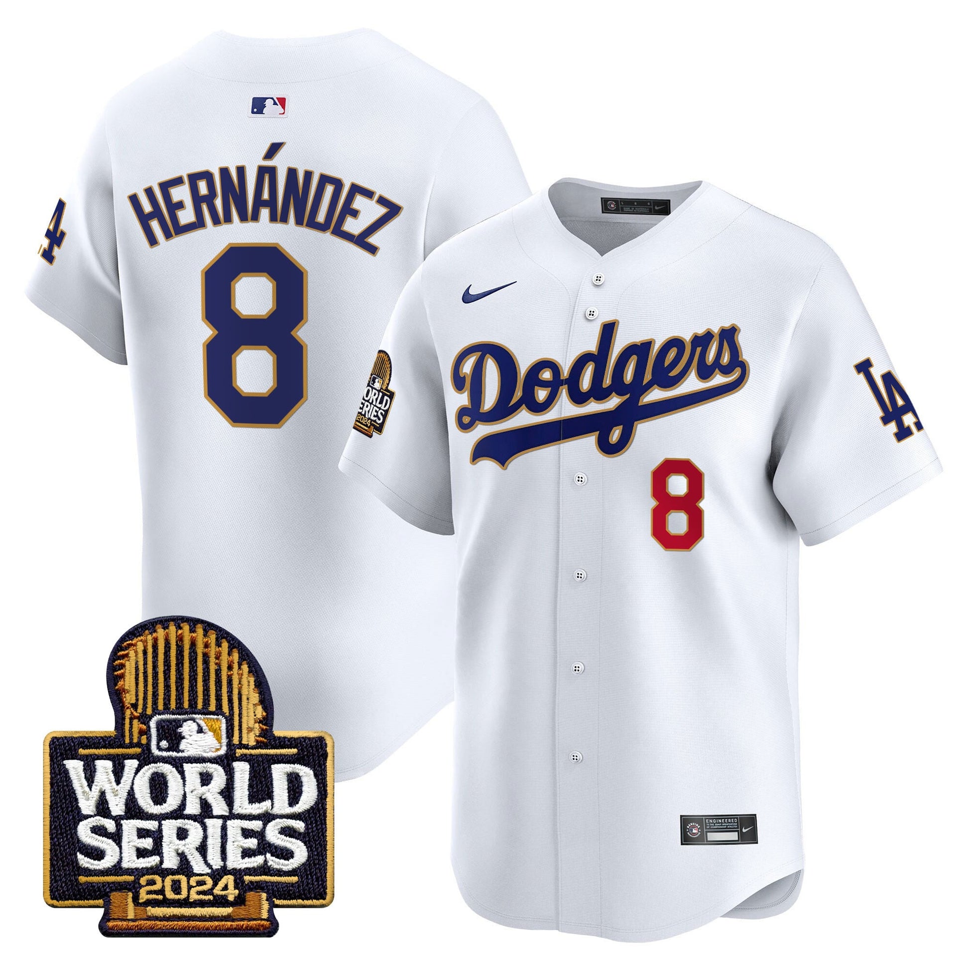 Men's Dodgers 2024 World Series Gold Trim Vapor Premier Limited Jersey - All Stitched