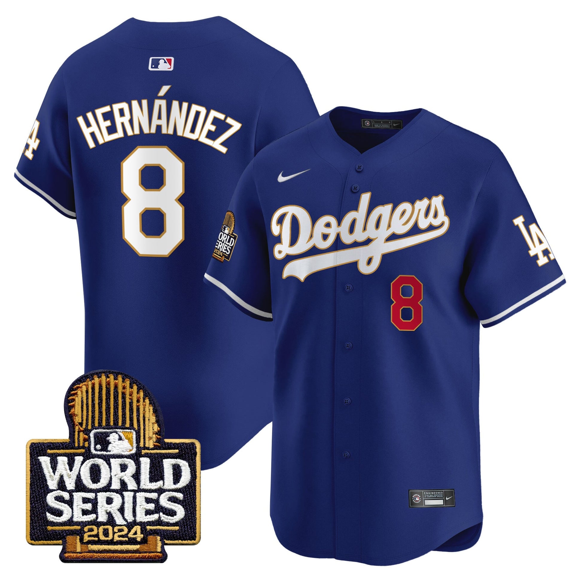 Men's Dodgers 2024 World Series Gold Trim Vapor Premier Limited Jersey - All Stitched