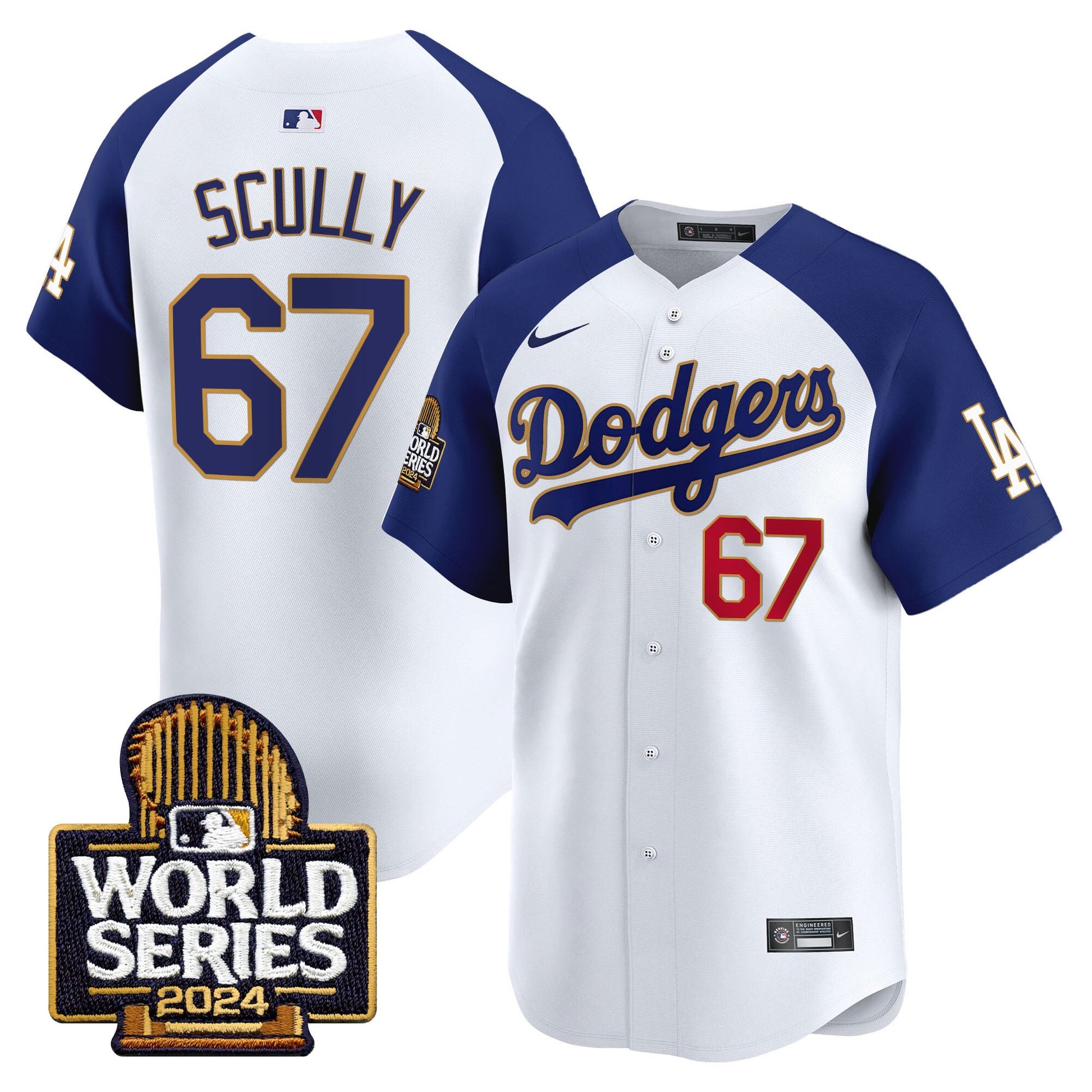 Men's Dodgers 2024 World Series Gold Trim Vapor Premier Limited Jersey - All Stitched