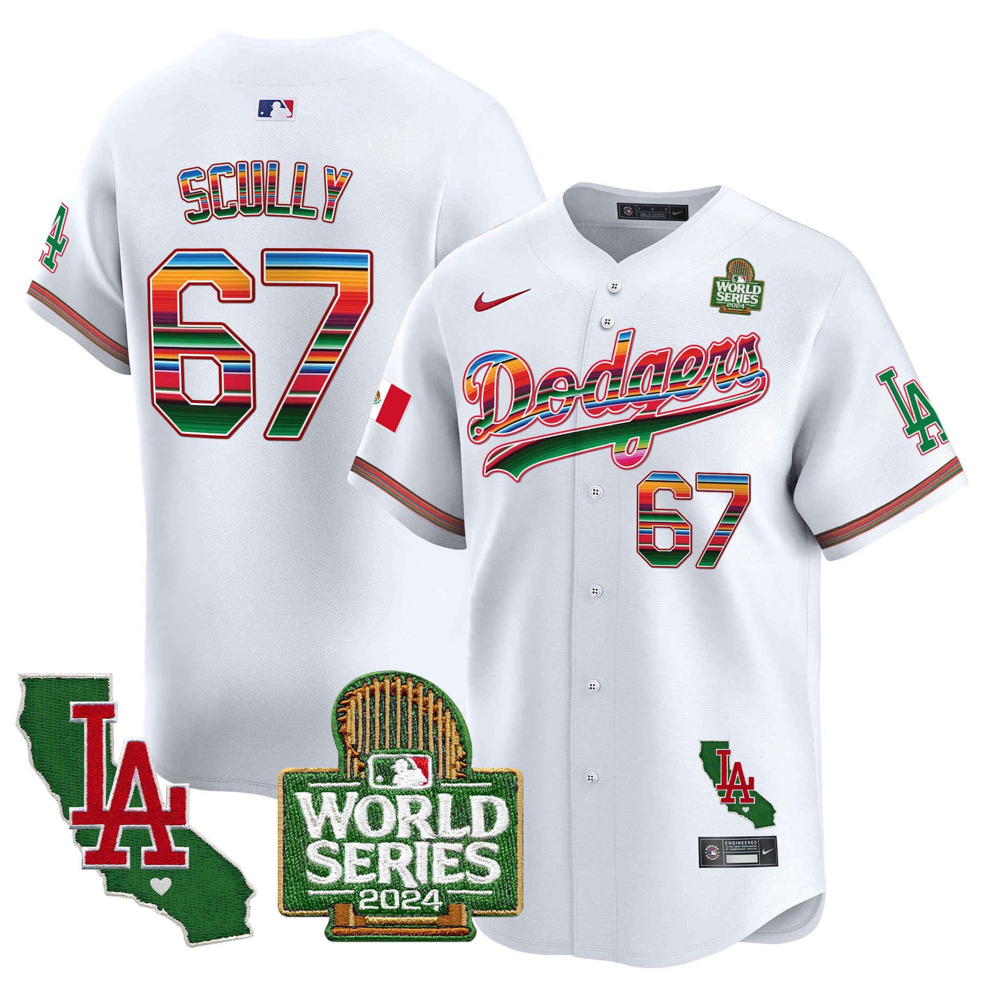 Men's Dodgers Mexico 2024 World Series Vapor Premier Limited Jersey V2 - All Stitched