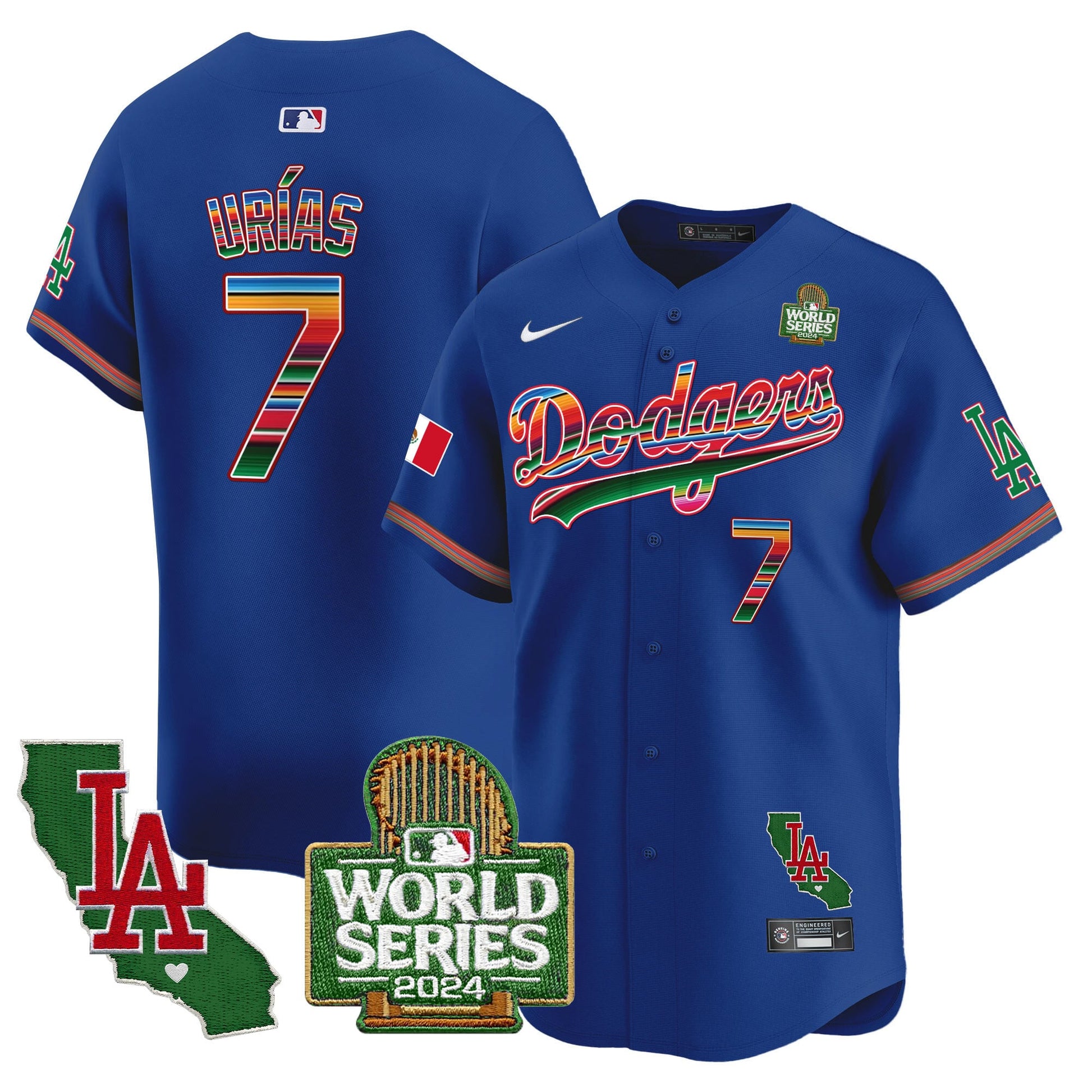 Men's Dodgers Mexico 2024 World Series Vapor Premier Limited Jersey V2 - All Stitched