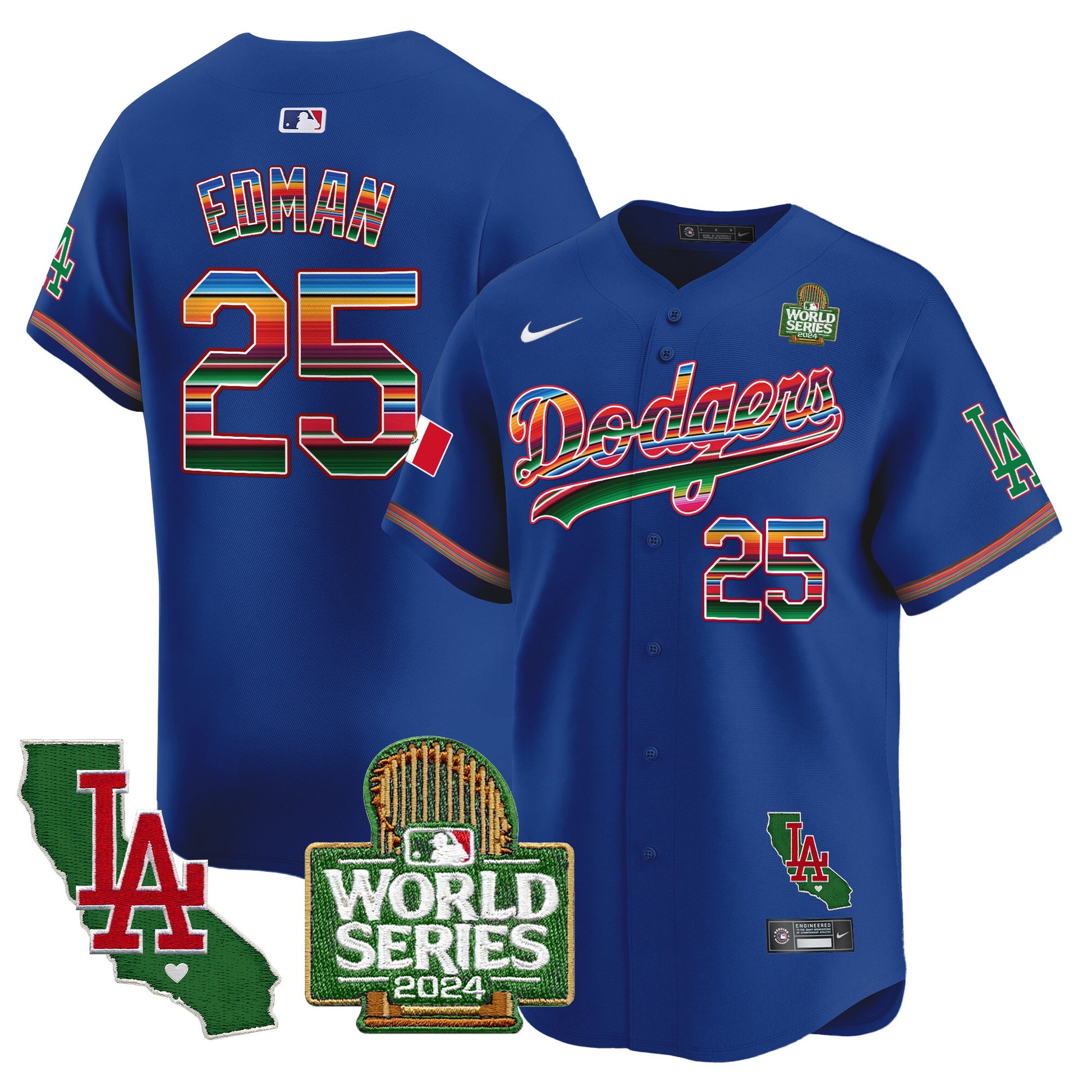 Men's Dodgers Mexico 2024 World Series Vapor Premier Limited Jersey V2 - All Stitched