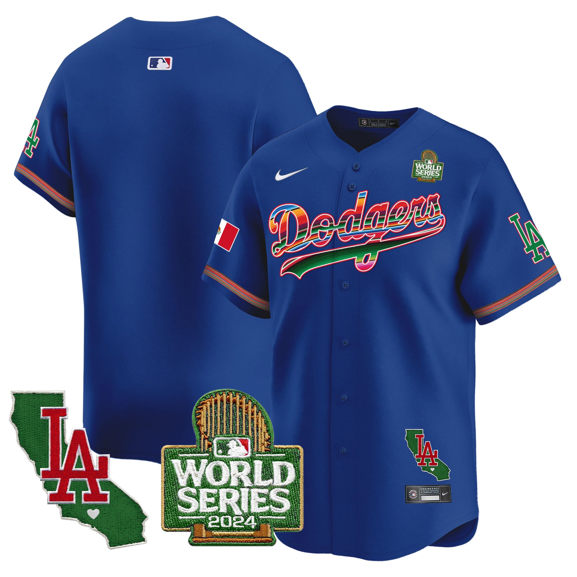 Men's Dodgers Mexico 2024 World Series Vapor Premier Limited Jersey V2 - All Stitched