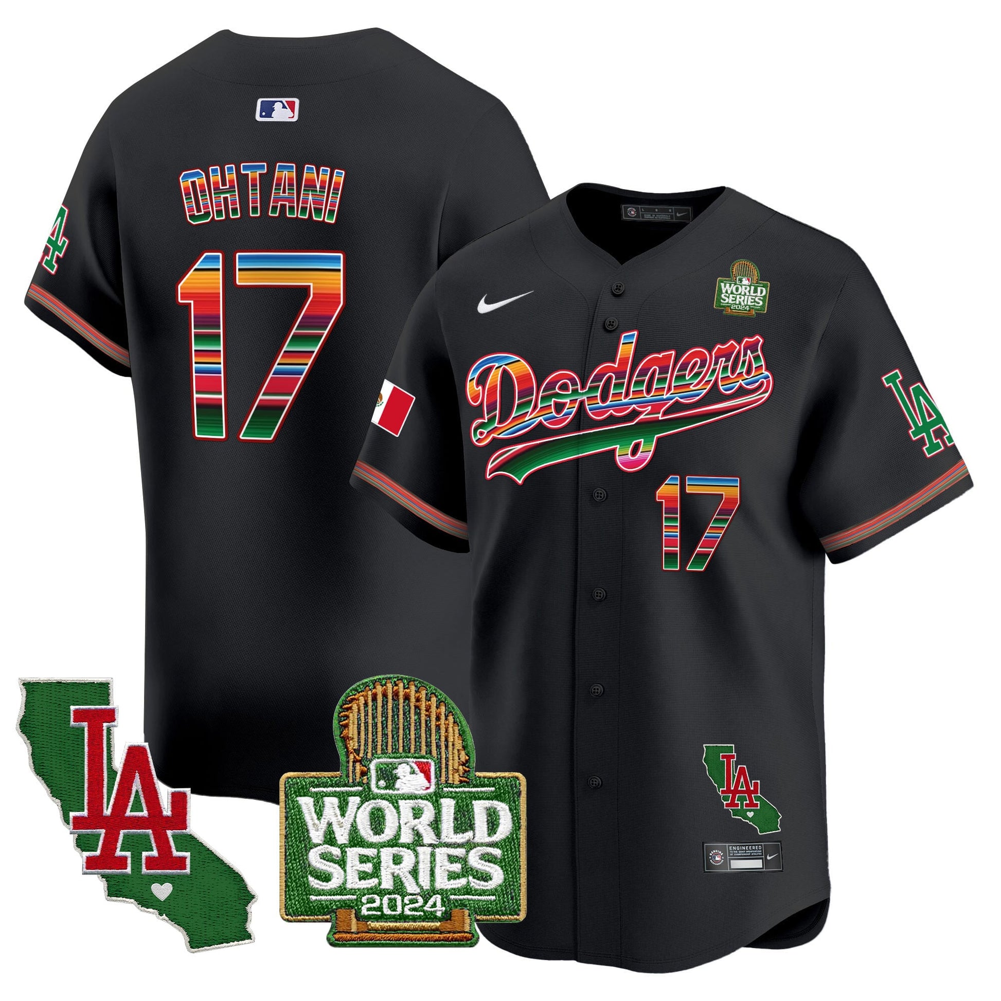 Men's Dodgers Mexico 2024 World Series Vapor Premier Limited Jersey V2 - All Stitched