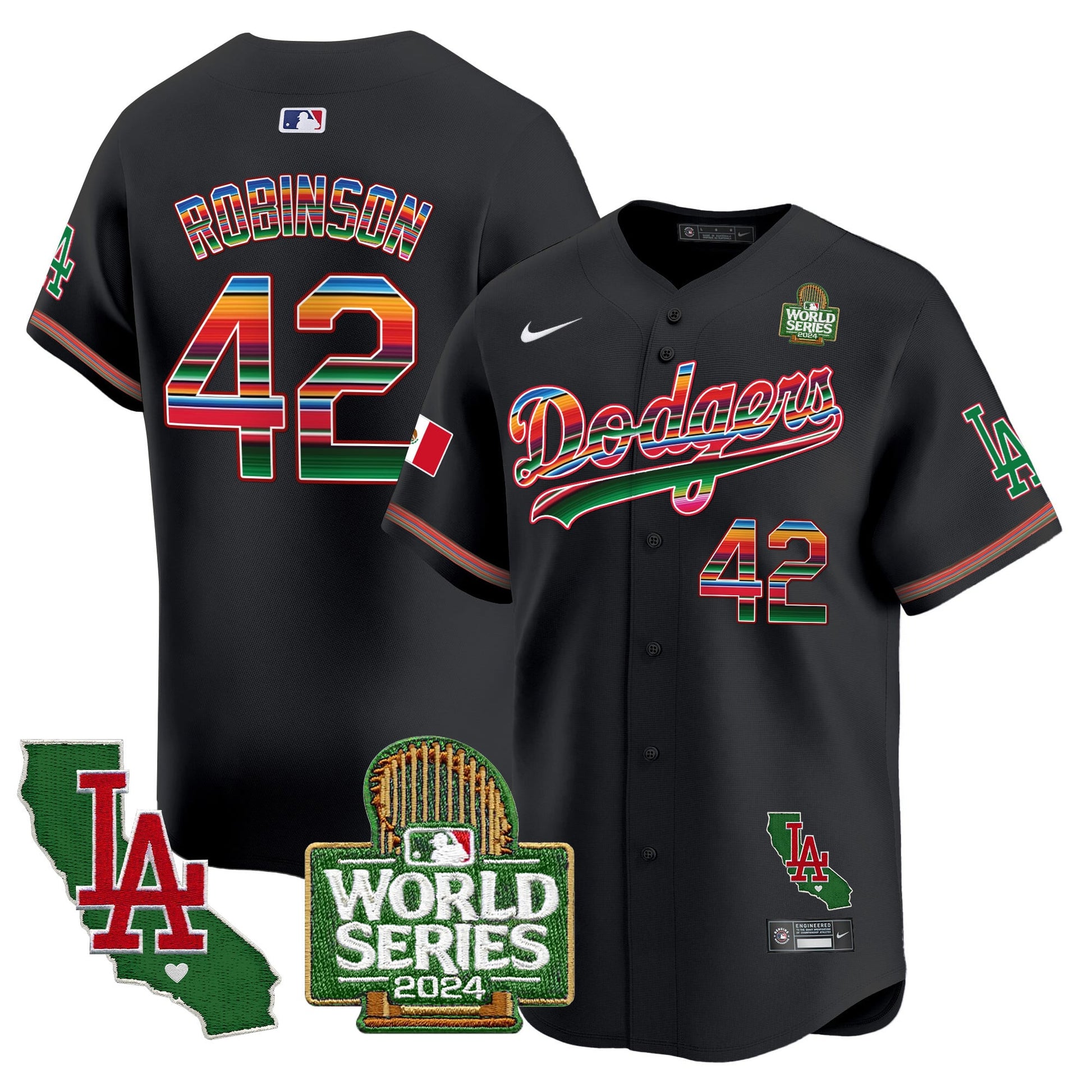 Men's Dodgers Mexico 2024 World Series Vapor Premier Limited Jersey V2 - All Stitched