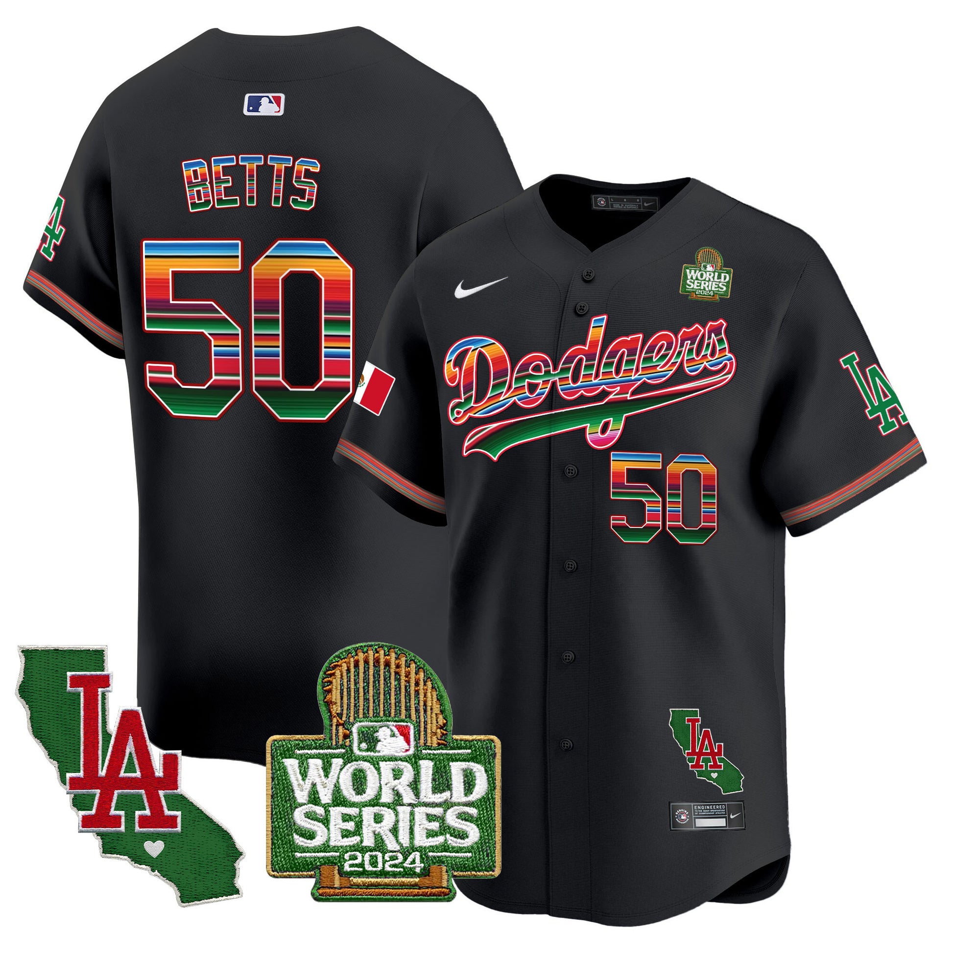 Men's Dodgers Mexico 2024 World Series Vapor Premier Limited Jersey V2 - All Stitched
