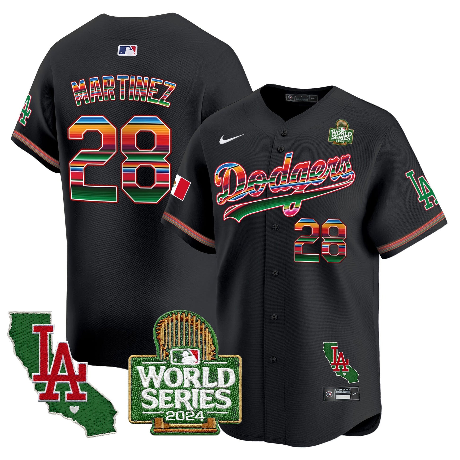 Men's Dodgers Mexico 2024 World Series Vapor Premier Limited Jersey V2 - All Stitched