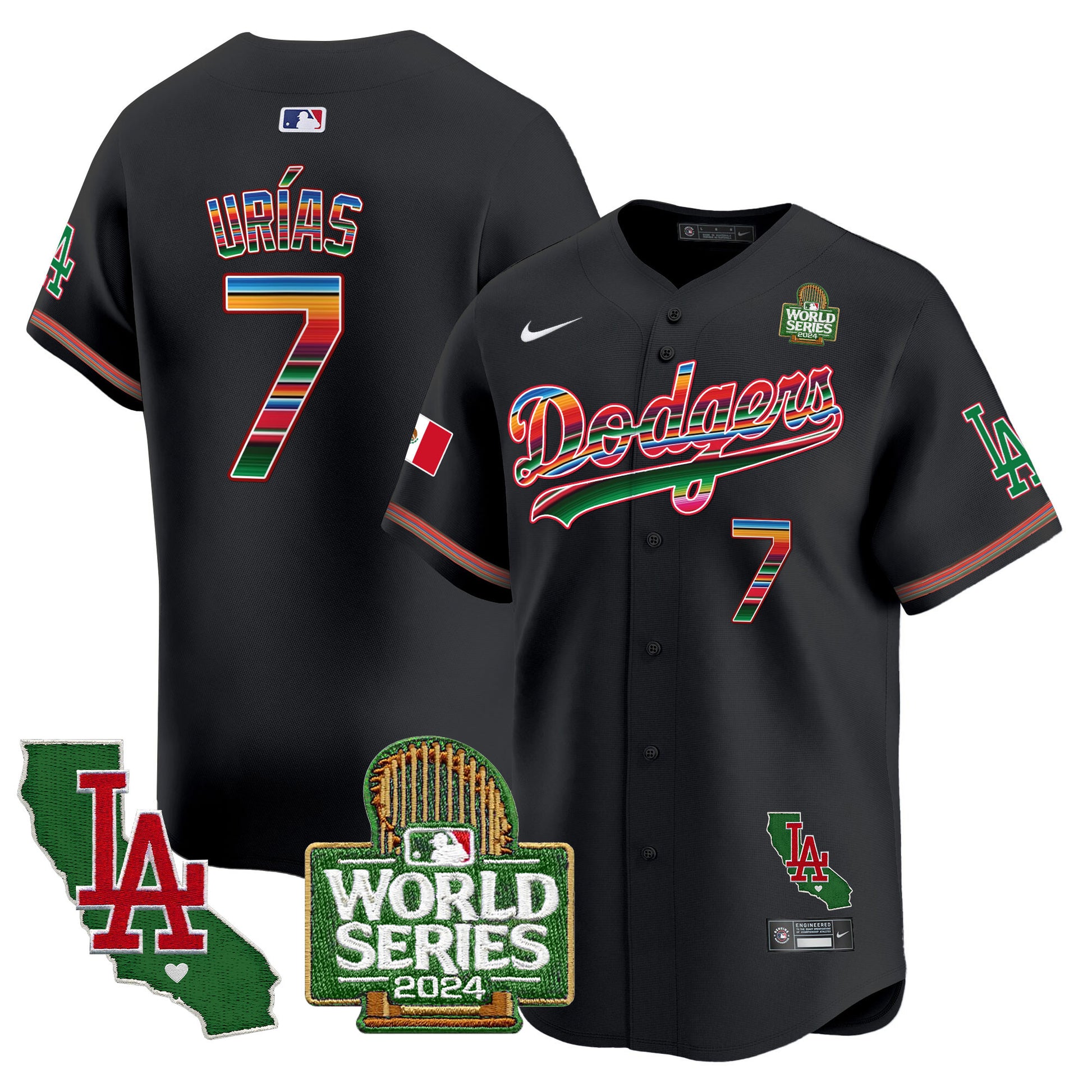 Men's Dodgers Mexico 2024 World Series Vapor Premier Limited Jersey V2 - All Stitched