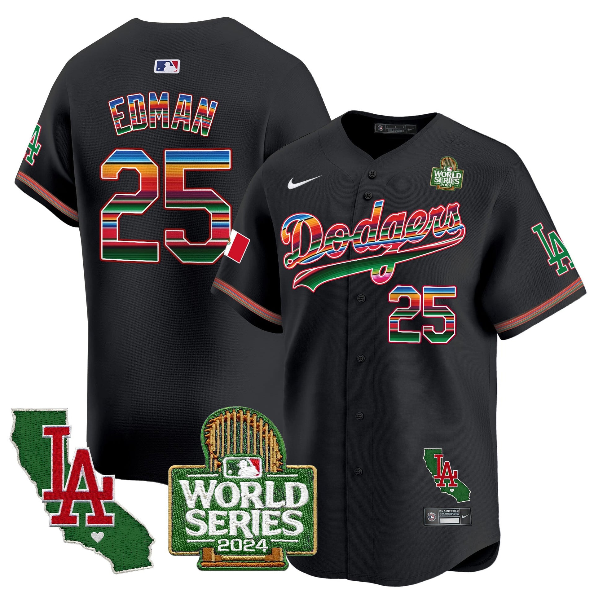 Men's Dodgers Mexico 2024 World Series Vapor Premier Limited Jersey V2 - All Stitched