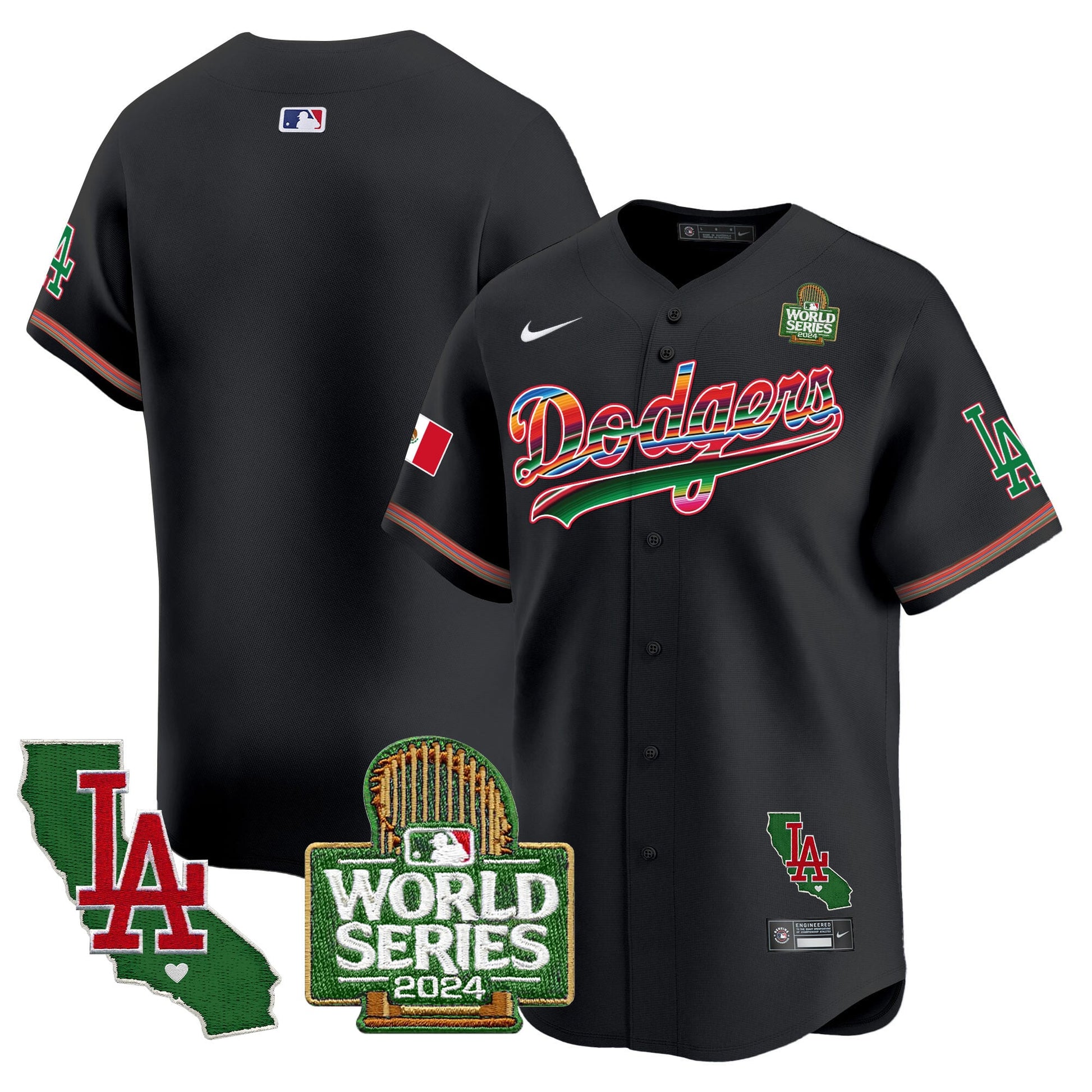 Men's Dodgers Mexico 2024 World Series Vapor Premier Limited Jersey V2 - All Stitched