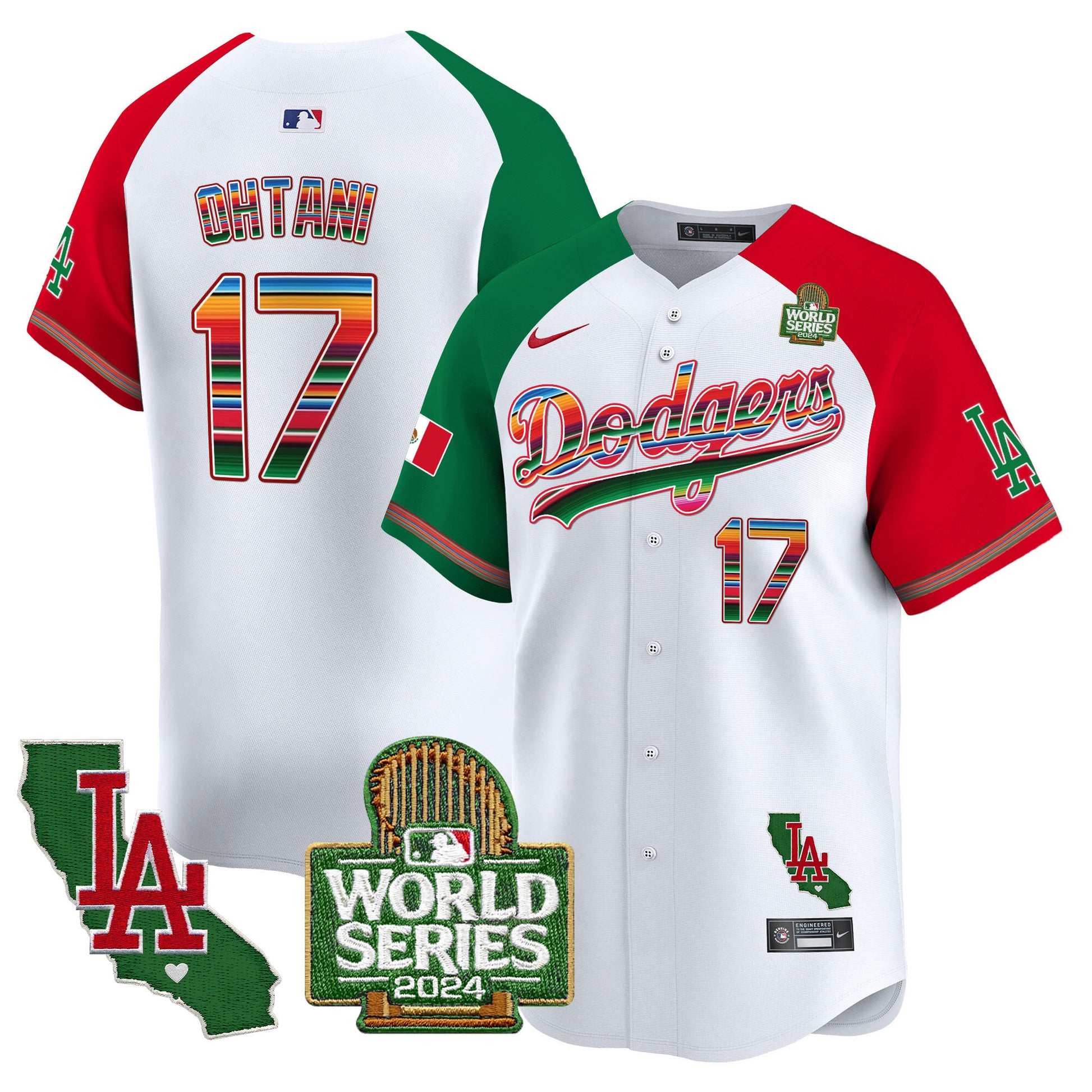 Men's Dodgers Mexico 2024 World Series Vapor Premier Limited Jersey V2 - All Stitched