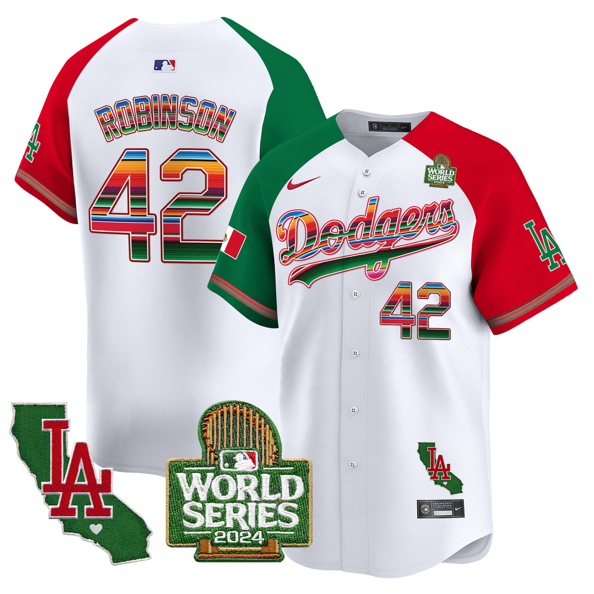 Men's Dodgers Mexico 2024 World Series Vapor Premier Limited Jersey V2 - All Stitched