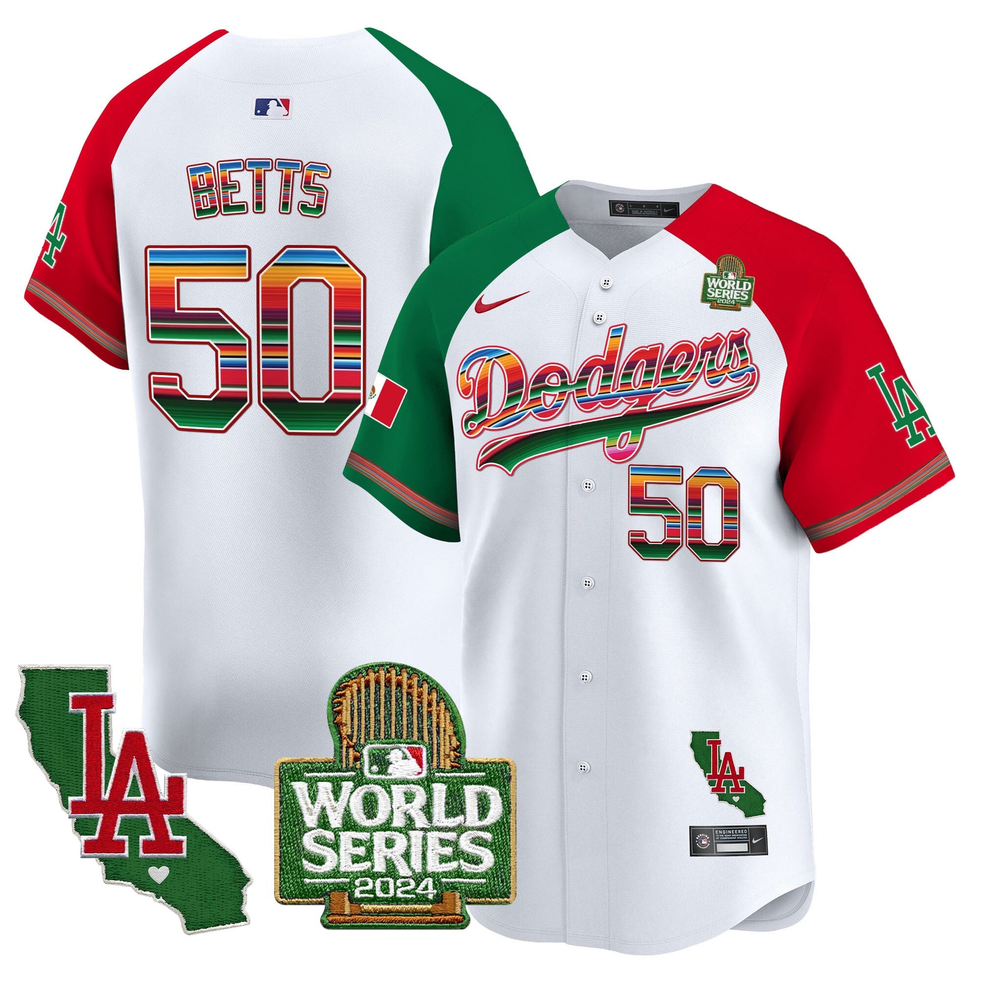 Men's Dodgers Mexico 2024 World Series Vapor Premier Limited Jersey V2 - All Stitched